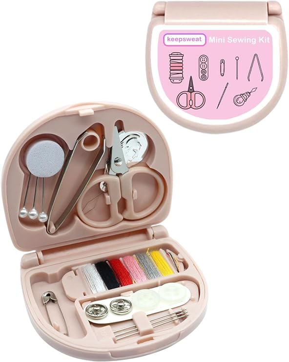 Mini Sewing Kit,Small Travel Size Emergency Pocket Sewing Kit with Buttons,Threads,Scissors,Needles Portable DIY Supplies Needle and Thread Set for Beginner Little Plastic Box
