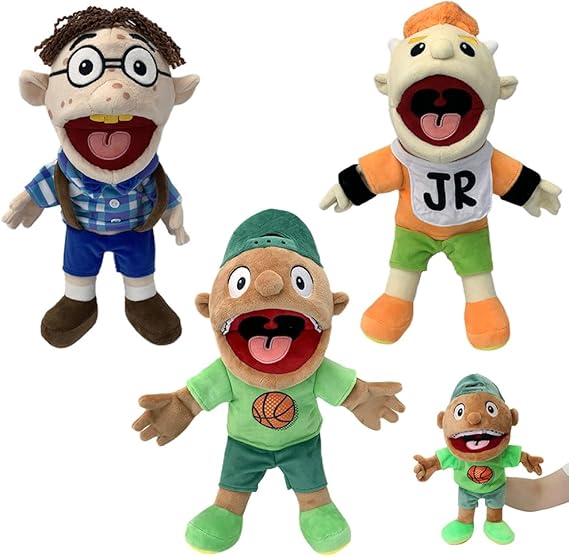 3 Pcs Jeffy Puppet Plush Toy Doll, 40cm Jeffy Hand Puppet for Play House, Mischievous Funny Puppets Toy with Working Mouth, Sml Puppets Soft Plush Toy for Party Role-Playing