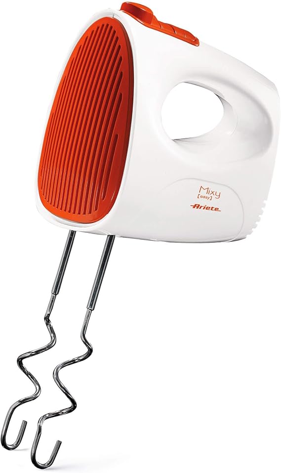 Ariete Mixy Hand Mixer 1541/00 - Whisk Wire, 250 Watt, Dough Kneader, 5-stage Speed Adjustment, 2 Whiskers and 2 Kneader Hooks