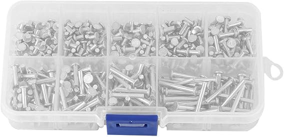 Solid Rivet, 450pcs M2.5 Flat Head Aluminum Rivets Flat Head Solid Rivet 3mm-20mm Length