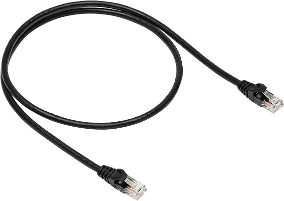 Amazon Basics RJ45 Cat 6 Ethernet Patch Cable, 10 Gbps High-Speed, 250MHz, Snagless, Gold-Plated Connectors, 3 Foot, Black