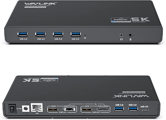 WAVLINK DisplayLink Docking Station, Dual 4K & Single 5K, 65W PD