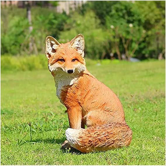 GZHERVICES Woodland Fox Garden Animal Statue, Garden Ornament Outdoor Simulation Fox Woodland Statue Fiberglass Landscape Garden Lawn Patio Decoration (Color : B)