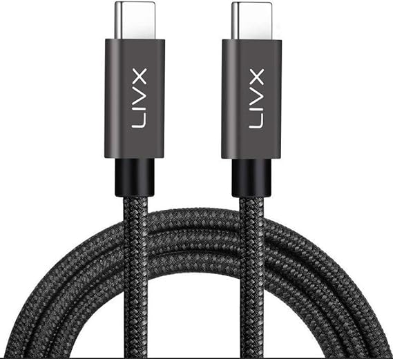 LivX Force 100W Type-C to Type-C USB 3.1 Gen2 10 Gbps 4k@60hz Fast Charging Data and Image Transfer Cable Braided GN (3 Meters)