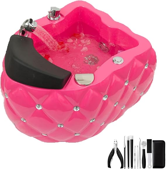 Acrylic Footbath Spa Foot Bath Pedicure with Heat and Massage Pedicure Bowl Salon Massage Equipment Foot Spa with Heat and Jets Colorful Lamp Footbath for Hotel Foot Bath Club
