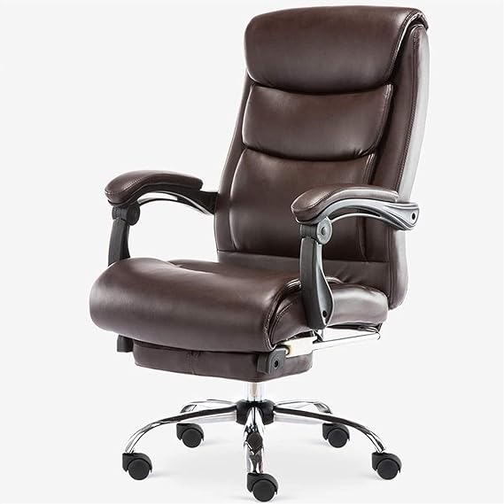 Luxury Boss Chair, Pu Leather High Back Swivel Adjustable Height Executive Office Chair Gaming Desk Footrest Ergonomic Reclining Big Tall Workstation Support Computer