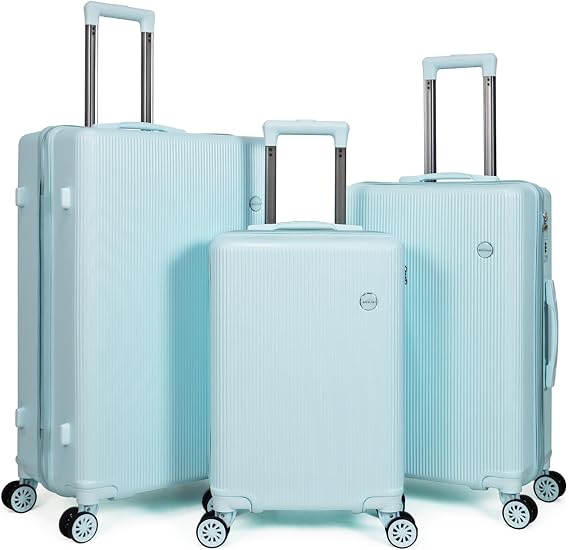 Luggage Sets 3 Piece (20/24/28 inch)-Carry On Suitcase-Suitcase With Wheels-PC+ABS - Hardside Spinner Travel Luggage, Black, 10 Pcs Set, Hardside Luggage Sets With Spinner Wheels (Blue)