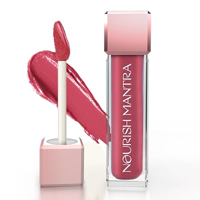 Nourish Mantras Jashn-E-Gulab Lipstick 3.5ml Creamy Matte Liquid Lipstick with SPFWater ProofSmudge ProofTransfer ProofLong LastingSuits All Skin Tones