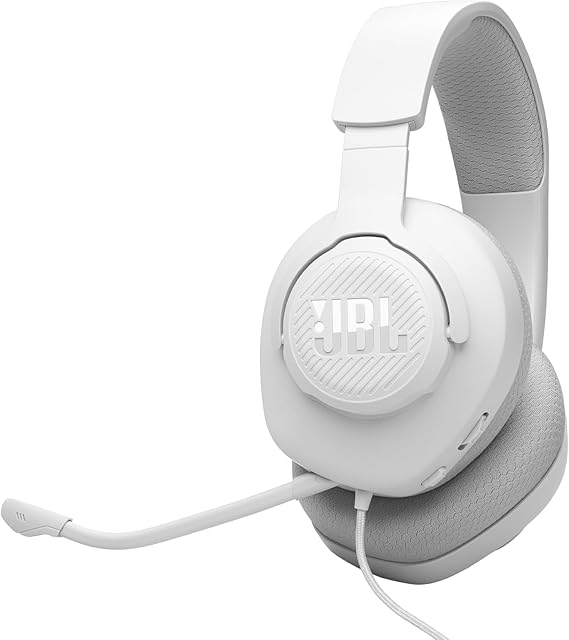 JBL Quantum 100M2 Wired Over-Ear Gaming Headset with JBL QuantumSOUND Signature 3.5 mm Jack Multi-Platform Compatibility and Removable Microphone with Mute Option White