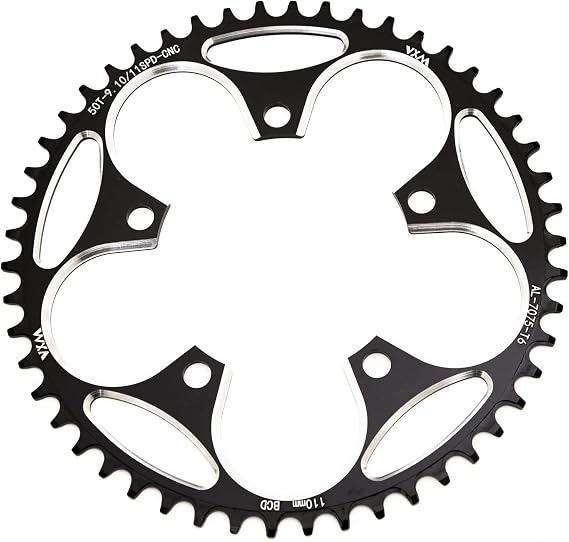 YBEKI Pro 110BCD Chainring 36-58T | CNC 7075-T6 Aluminium Narrow-Wide Chainwheel for 8-12 Speed Road Bikes | ISO 13041 Certified & EN 14781 UK Road Tested