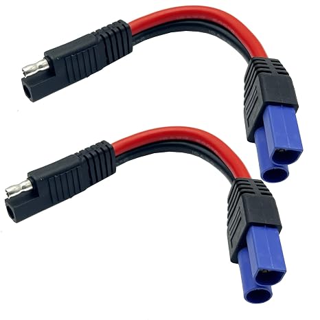 2Pack SAE to EC5 Male Plug Quick Connection Adapter Connector, EC5 Male to SAE Cable Suitable for Solar Battery Car Battery