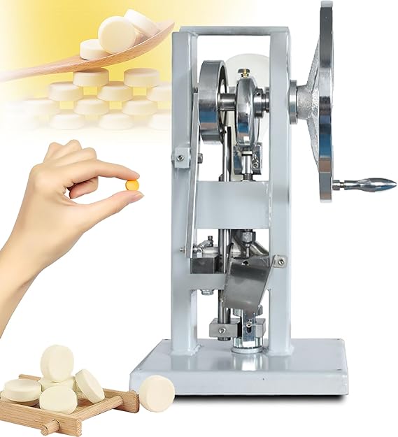 Manual Tablet Punch Press, 12mm Manual Punch Press For Pill Tablet,0-2000 Pieces/Hour, Candy Sugar Pill Tablet Press Machine, 0-6mm Thickness Adjustable, Home Kitchen Press Tool Device