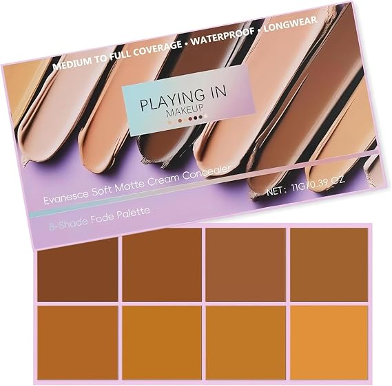 Pimby-Foundation, Soft Matte Cream Concealer 8 Shade Fade Palette, with Applicator Waterproof Full Coverage Cream for Blemishes & Cover, Long-Lasting Lightweight Formula Safe (Dark color)