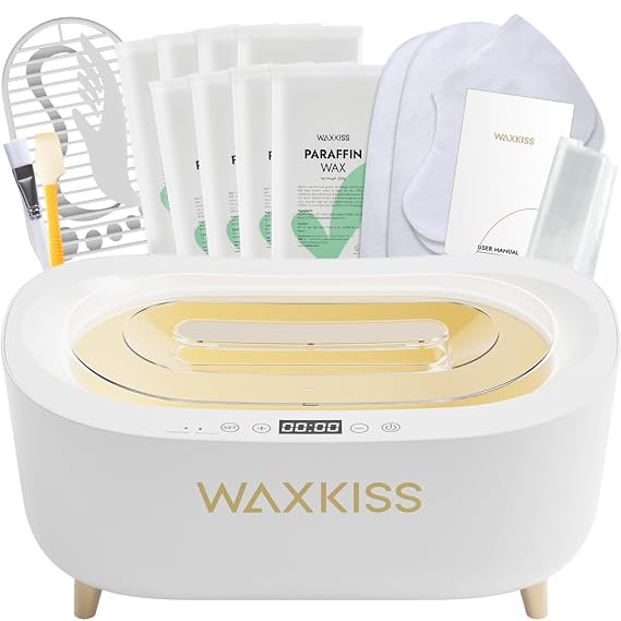 Waxkiss Intelligent Paraffin Wax Machine for Hands & Feet, 8 Pack Refills Paraffin Wax Warmer Kit for Professional Spa (A)