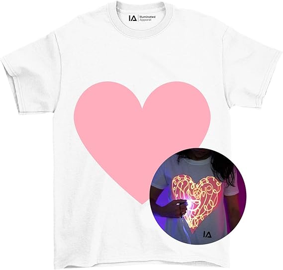 Illuminated Apparel Original Love Heart Interactive Glow in The Dark T-Shirt