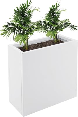 Pinelicorn 20.5 L x 10 W x 22 H Heavy Metal Planter Box, Spliced Flower Pot, Tall Rectangular Planter Box for Outside, Indoor, Patio, Front Porch, Garden White, 20.5  10  22inch
