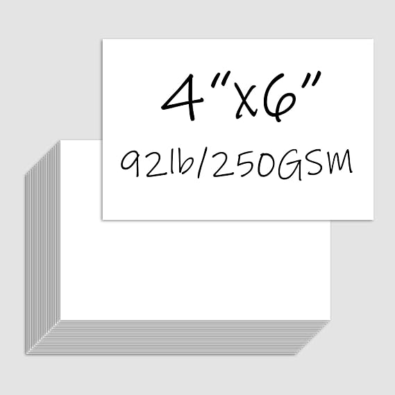 100 Pack 4x6 White Cardstock Paper, 92lb/250GSM Thick Index Card