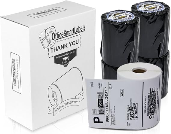 OfficeSmartLabels 4 x 6 inch 4XL Internet Postage Shipping Labels | Compatible with 1744907, 4 Rolls, 220 Labels Per Roll