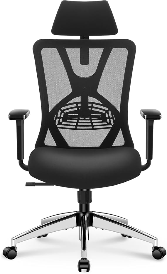 Ticova Ergonomic Office Chair - High Back Desk Chair with Adjustable Lumbar Support, Headrest & 3D Armrest - 130Rocking Mesh Computer Chair