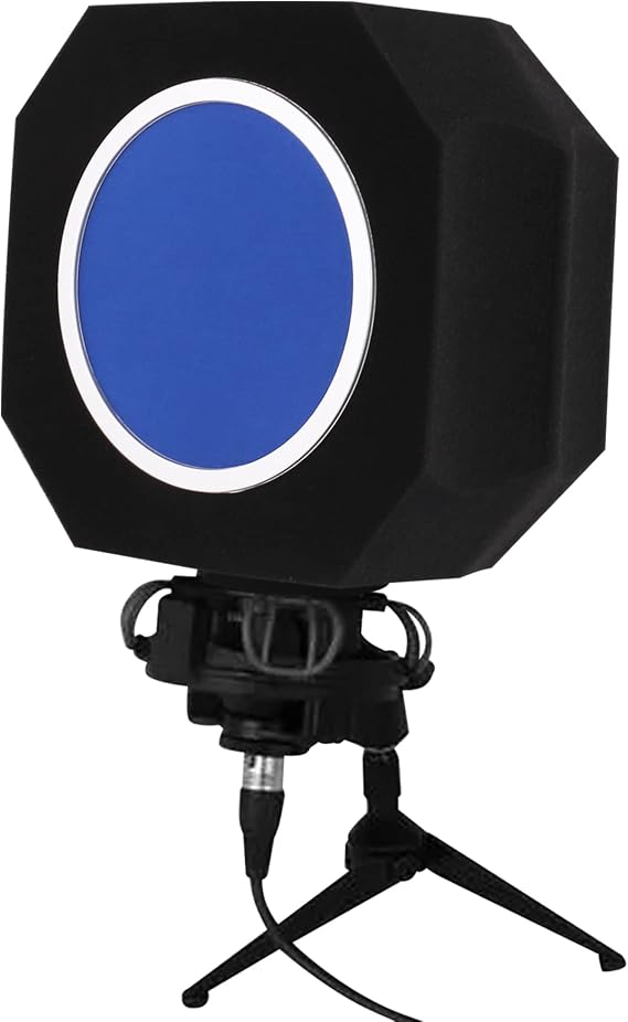 Professional Microphone Isolation Shield with Pop Filter,Reflection Filter for Recording Studios, Sound-absorbing Foam for Noise and Reflection Reduction for Recording,Singing,Podcasts,live stream | Acoustic Foam Reflection Control with Dual-Layer Pop Filter; fits 40-60mm Mics for Rodcasting, Coice-Over and Streaming