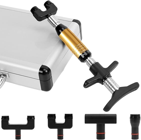 6 Levels Chiropractic Adjusting Tool, 50-300N Adjustments Manual Spine Chiropractic Correction Tool, Chiropractor Tool Relief Neck Back Pain for Face and Spine Relax (4 Massage Head)