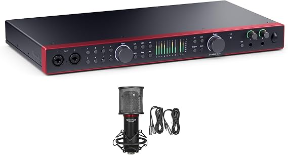 Audiosavings Bundle: Focusrite SCARLETT 18I20 4G 4th Gen 24-bit 192 kHz Audio Recording Interface Bundle with Rockville RCM SR Studio/Recording Condenser Microphone Mic w/Samsung Capacitors (2 Items)