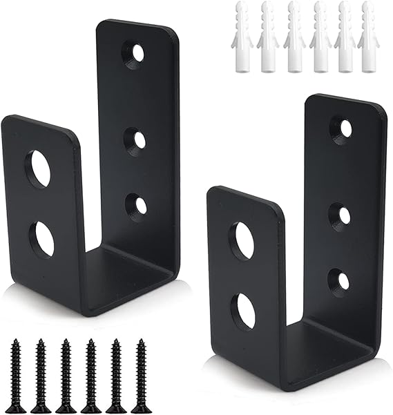 Door Barricade Brackets, 2 Pack 2x4 Door Barricade Brackets Door Security Barricade Brackets Bar Security Holder for Home, Barn, Shed, Garage, Gate to Security Door Reinforcement Fits 2x4 Bars, Black