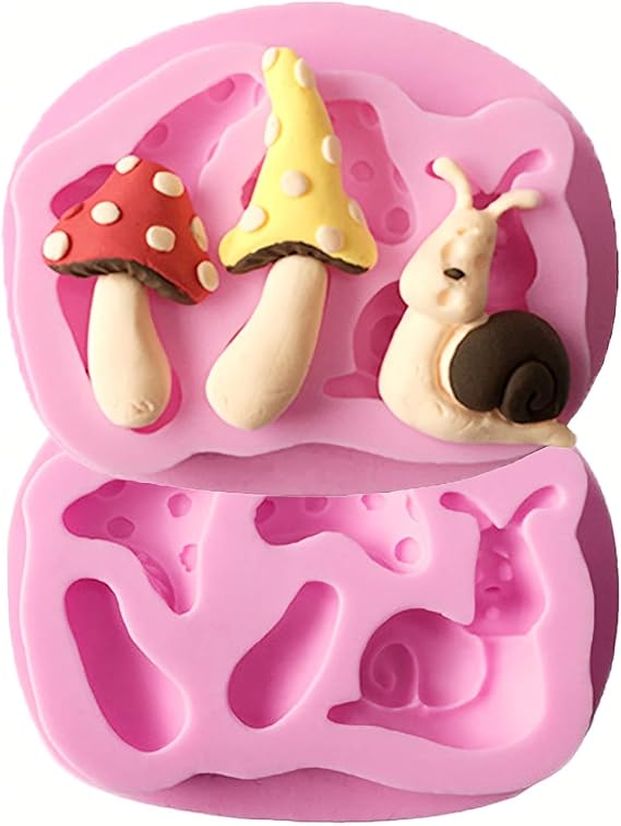 2 Pcs Mushroom,Snail Shape Food Grade Silicone Cake Molds Flexible Silicone Mold, Fondant, Candy, Icing, Biscuit Decor, Chocolate, Polymer Clay, Resin Mold, Epoxy