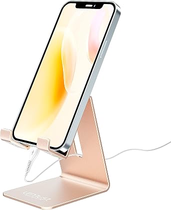 Urmust Cell Phone Stand for Desk Phone Holder Dock Cradle Stand for iPhone 15 14 13 12 11 Pro Max X Xr 8 Plus 7 6, Tablet(4-10in) Light Gold