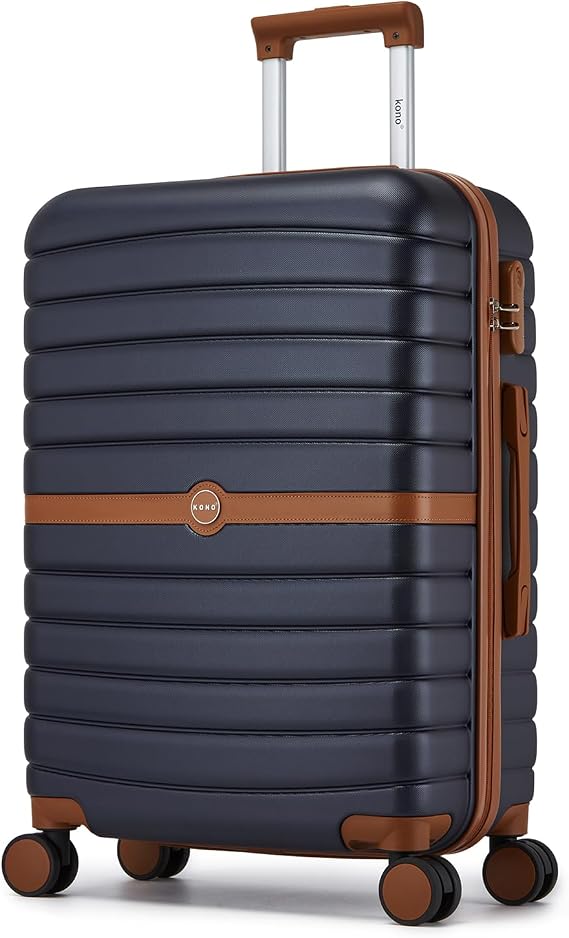 Kono Medium Hard Shell Suitcase, Lightweight ABS+PC Checked Luggage,Navy