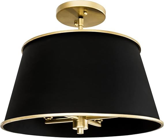 Varaluz Coco 4-Light Semi-Flush Ceiling Light - Matte Black/French Gold