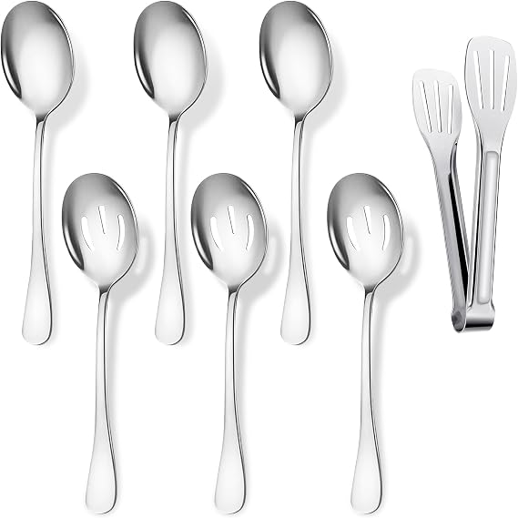 7-Piece Serving Spoon Set 22 cm 3 Serving Spoons Large 3 Slotted Spoons