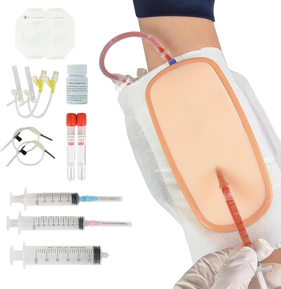 IV Practice Kit for Nursing Students Wearable Venipuncture & IV Insertion Training Kit with Flashback Blood System, Phlebotomy Practice Model for Medical Training, IV Start Kit for Nursing School