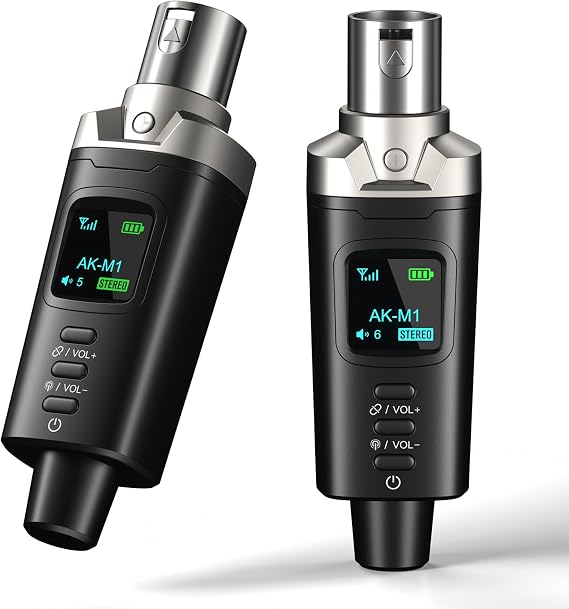 AK-M1 XLR Bluetooth Receiver-High-Fidelity Wireless Audio Adapter,100ft Stable Connection,Stereo for Speakers,Mixers,DJ Equipment,Weddings(2 Pack)