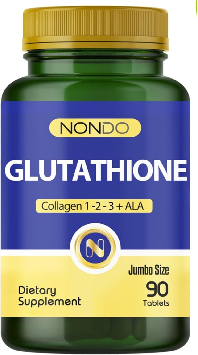 Nondo Glutatyon Jumbo 90 Tablet Glutathione Kolajen 1-2-3 ALA Bromelain Hyaluronik Asit 3 AYLIK KULLANIM