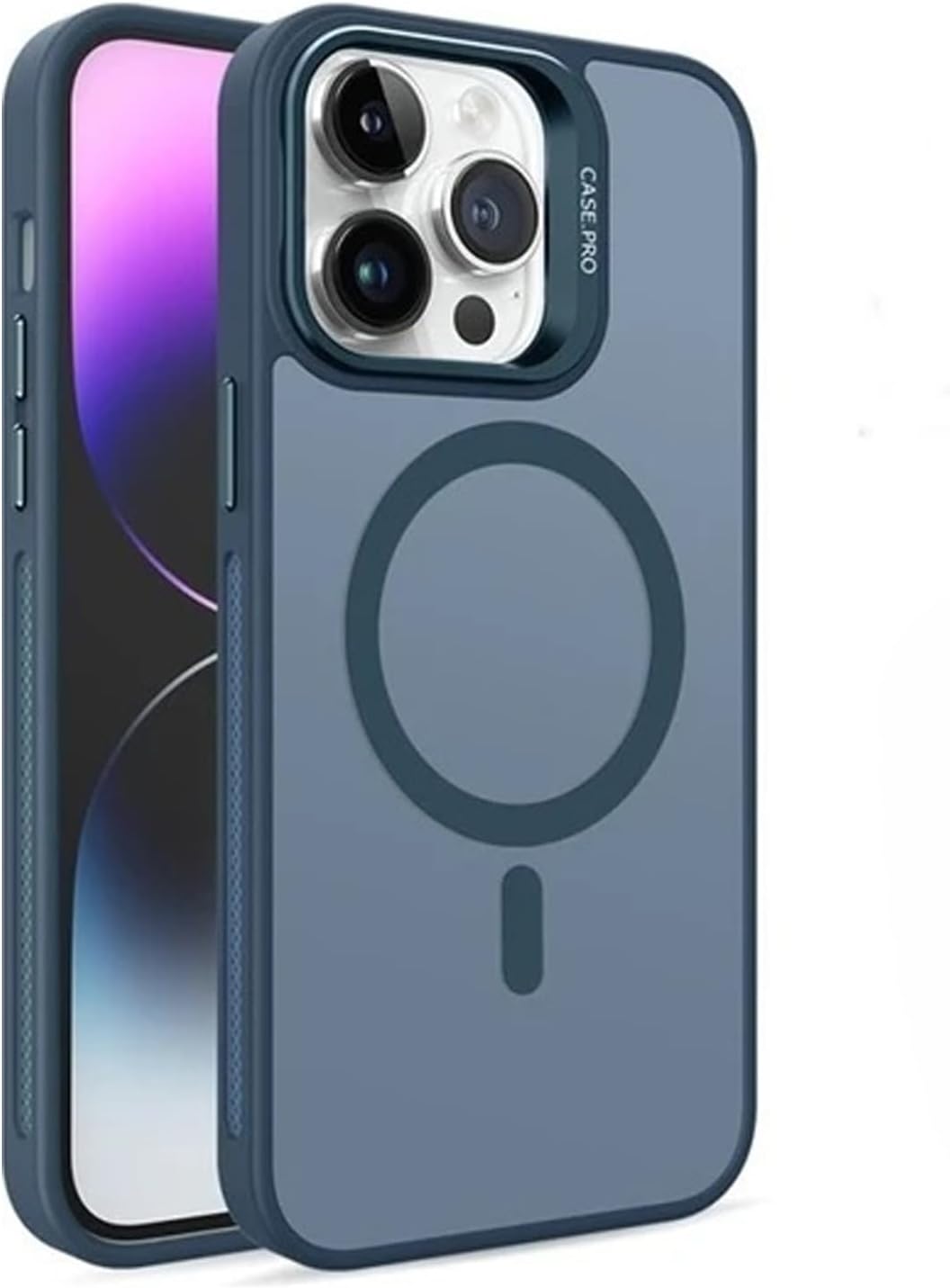 Transparent Full Color Magnetic Wireless Phone Case with Camera Protection, Compatible with Magsafe, which can be Camera Lens Stand compatible with Coverzone iPhone 15 Navy Blue, iPhone 15