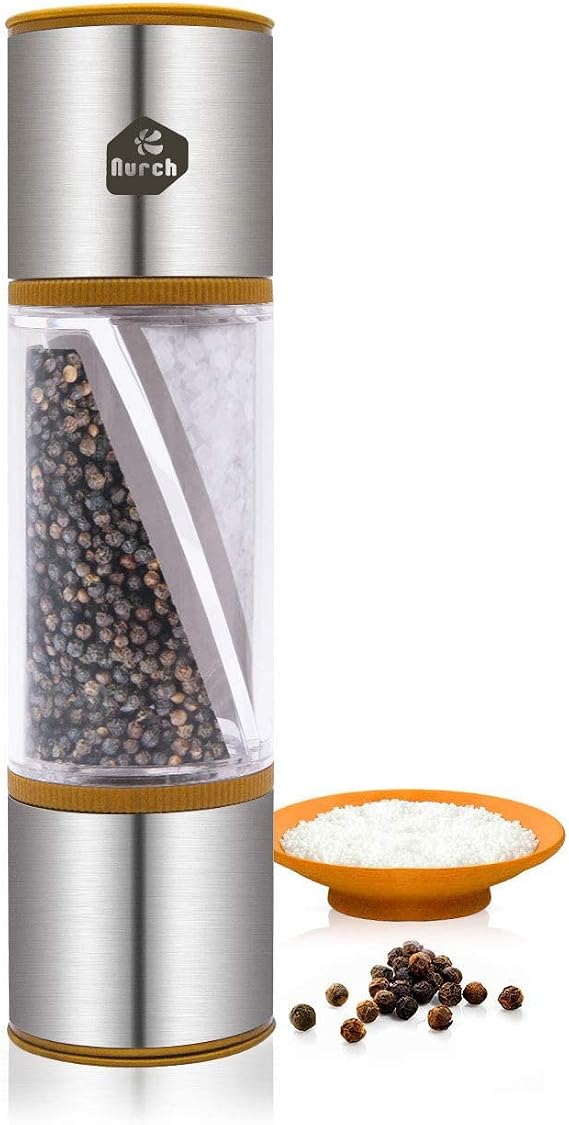 LHS 2 in 1 Salt and Pepper Grinder, Adjustable Coarseness Ceramic, Brown