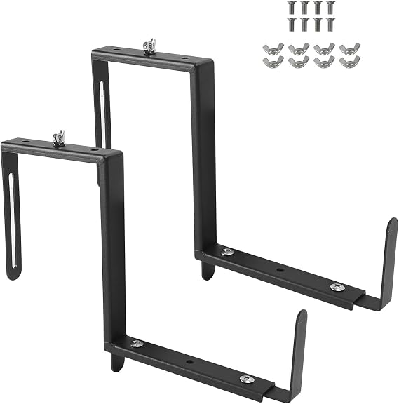 Window Box Bracket,Adjustable Planter Box Brackets,Black,2Pack