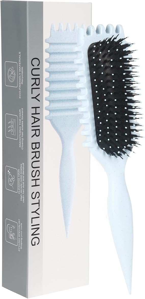 Curl Brush - Define Styling Brush with Prongs,bounce curlShaping and Styling Women's and Men Curls (Blue)