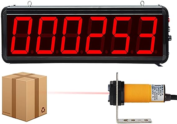 TiLeze LED Digital Counter, Count Up to 99999, with Infrared Sensor Conveyor Counter, Sensor Distance 30CM, People Visitor Counter, 4in Red Number Display Counter for Factory Production Line School