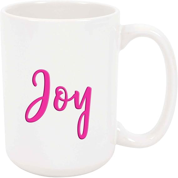 Joy Coffee Mug - Personalized Ceramic Cup with Name, Customized Gift Idea for Women/Girls, Custom Unique Birthday/Christmas/Holiday Present for Adults/Kids, 11 Oz