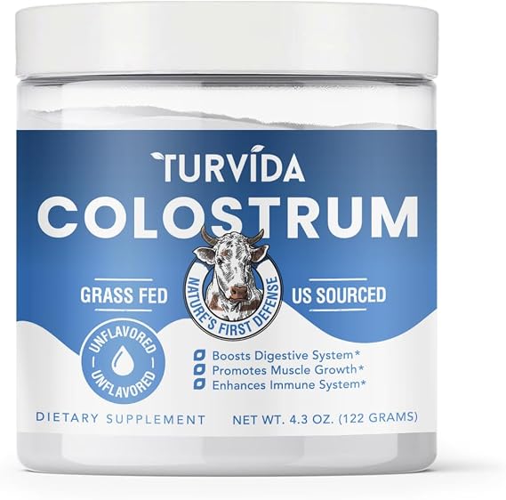 Turvida Bovine Colostrum 25% IgG, Colostrum Powder for Gut Health, Skin, Hair and Immune Support, Pure Colostrum Supplement, Natural Bovine Source, GMO and Gluten Free Nutrient-Rich Wellness Formula