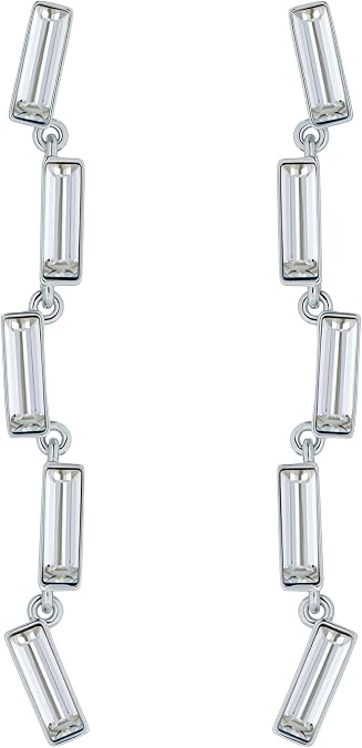 Ted Baker London Crysel Crystal Baguette Drop Earrings for Women (Silver/Crystal)
