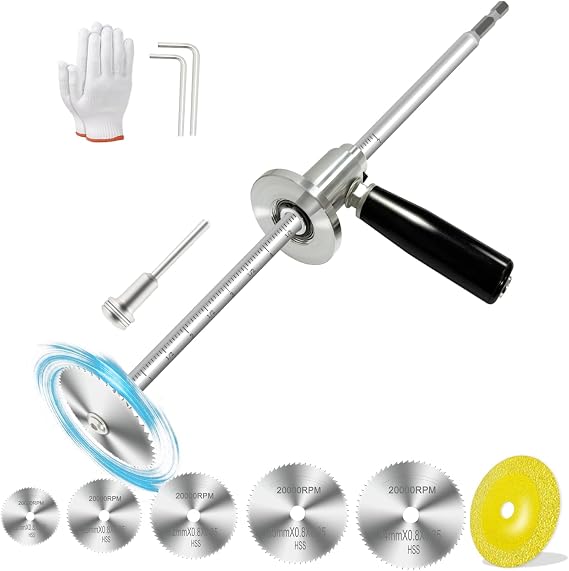 Inside Pipe Cutter for PVC Pipe, Cutter Tool with Fixed Handle Set, 7 Inch Adjustable Cutting Depth, 5pcs Saw Tooth Blades with 0.315 Hex Key Shaft, Plumbing Internal Plastic Pipe Cutter Set