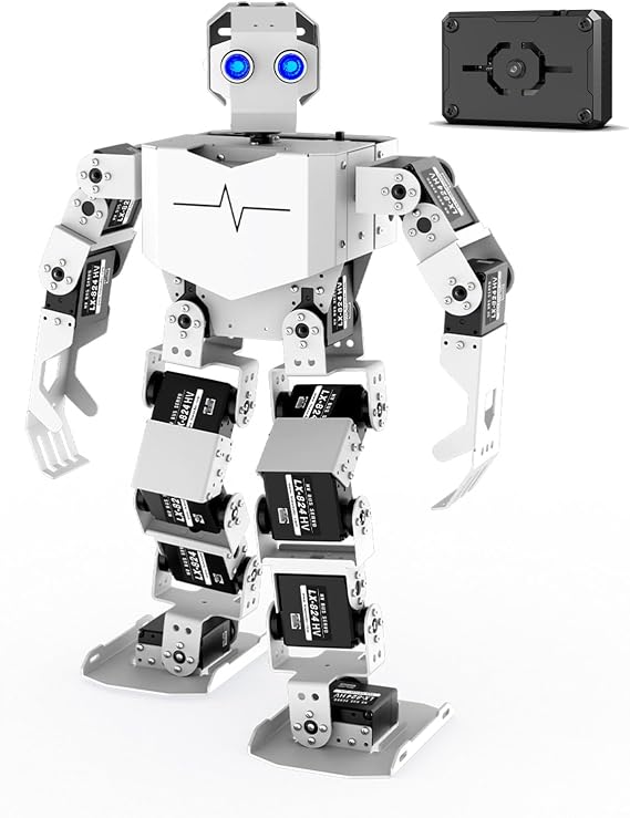 AI Vision Robot for Arduino Scratch Python Starter Programming 17DOF Humanoid Robot STEM Project Education Voice Command Walking Dancing Kicking Self-Stand Up, with ESP32-S3 AI Vision Module