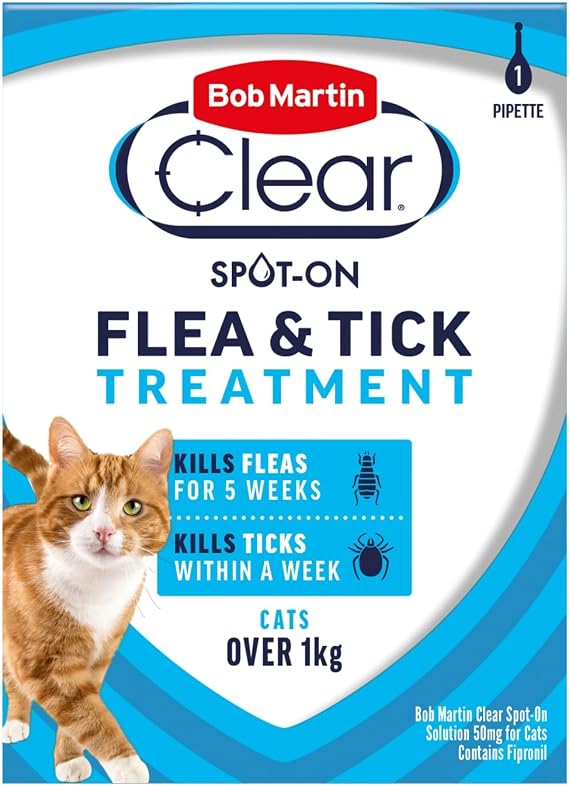 Bob Martin Clear Flea & Tick Clear Fipronil Cat Spot-on Solution, 1 Tube