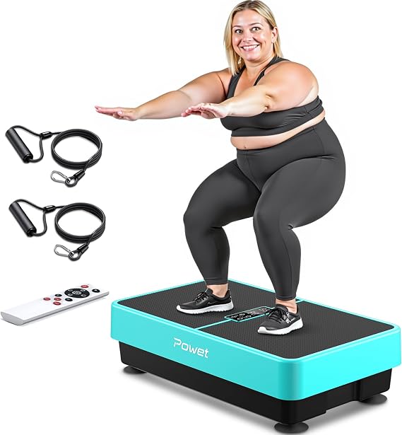 POWET Vibration Plate Exercise Machine for Weight Loss, Woukout & Lymphatic Drainage Whole Body Vibrating with 99 Speed Levels & 5 Pre-Set Modes Supports Up to 400lbs, Ideal for Home Use