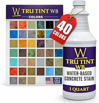| Water-Based Concrete Stain Tru Tint Bluestone 1 QUART - Professional Grade, Eco-Friendly, Safe & Easy to Use 40 Colors Available Also for Pavers, Natural Stone, Cement, Vertical