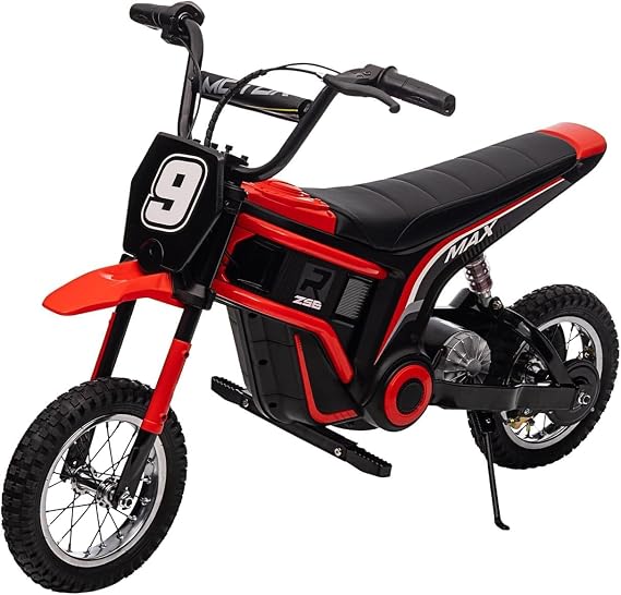 Electric Motorcycle for Kids Electric Dirt Bike Teather Seat, Rear Brake, Electric Motorbike for Kids/Teens,350W Chain-Driven Motor