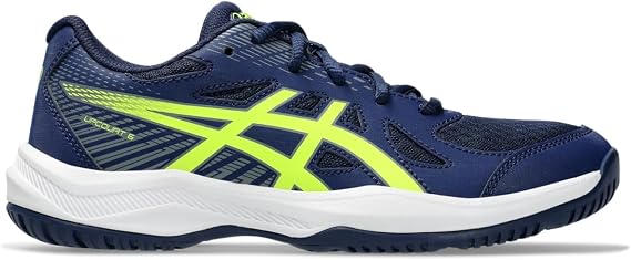 ASICS Kid's Upcourt 6 Grade School Volleyball Shoes, 2, Blue Expanse/Safety Yellow
